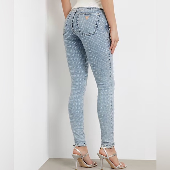 💎NWT💎 GUESS Sexy Curve All Over Rhinestones Skinny Jeans - Picture 4 of 7
